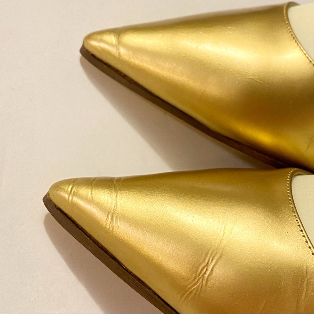 JIMMY CHOO METALLIC GOLD POINTED TOE METAL HIGH HEEL PUMPS - Picture 5 of 13